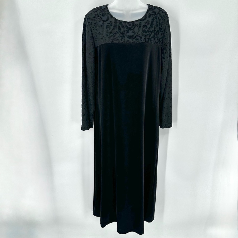VTG Diane Von Furstenberg Dress Color Authority L Black Velvet/Velour Long DVF
